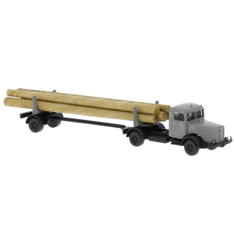 Büssing 8000 gris, 1950, transport de bois - N 1/160 - WIKING 094703
