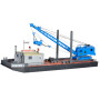 Ponton de travail avec pelle MENCK M154 LC et godet racleur - HO 1/87 - Kibri 39156