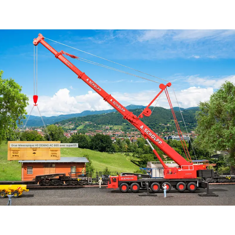 Grue télescopique DEMAG AC 665 avec superlift - HO 1/87 - Kibri 13014