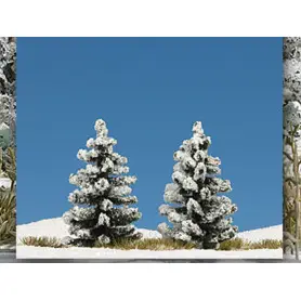 2 épicéas enneigés 55mm - HO 1/87 - BUSCH 6151