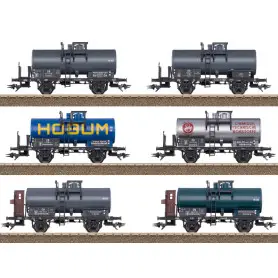 Coffret de 6x wagons citernes à essieux ép. III - HO 1/87 - TRIX 24170