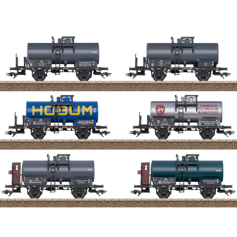 Coffret de 6x wagons citernes à essieux ép. III - HO 1/87 - TRIX 24170