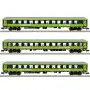 Set 3x Voitures voyageurs 2ème Cl. Flixtrain ép. VI - N 1/160 - MINITRIX 15462