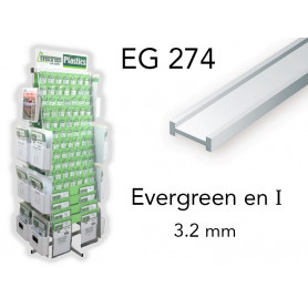 x4 Evergreen EG263 profilé en U styrène 2.5 mm 
