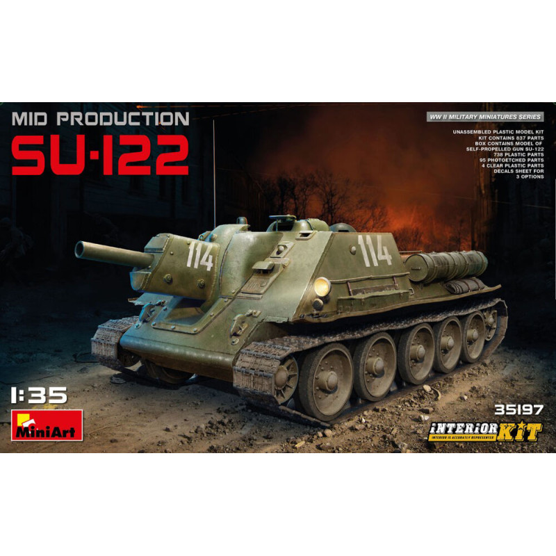 Char SU-122 (milieu de production) avec kit intérieur - 1/35 - MINIART 35197