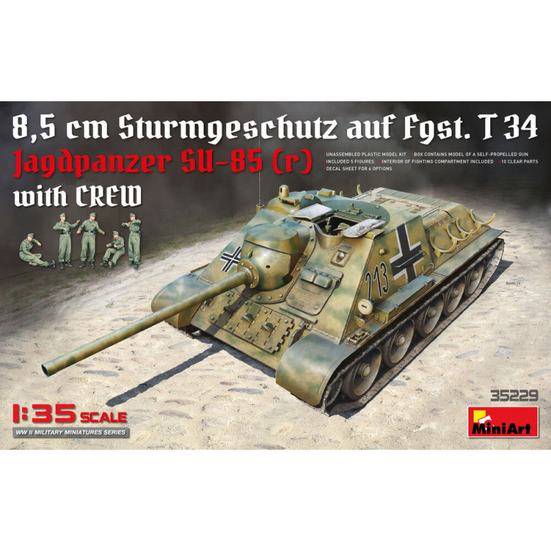 Chasseur de chars Jagdpanzer SU-85 (à droite) avec équipage - 1/35 - MINIART 35229