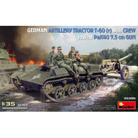 Tracteur d'artillerie allemand T-60 (r) avec canon PaK40 et équipage - 1/35 - MINIART 35395