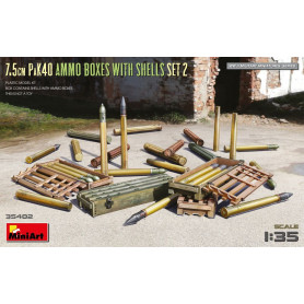 Boîtes de munitions PaK40 de 7,5 cm avec obus (lot de 2) - 1/35 - MINIART 35402