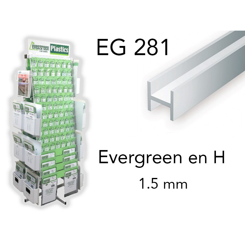Evergreen EG281 - (x4) profilé en H styrène 1.5 mm