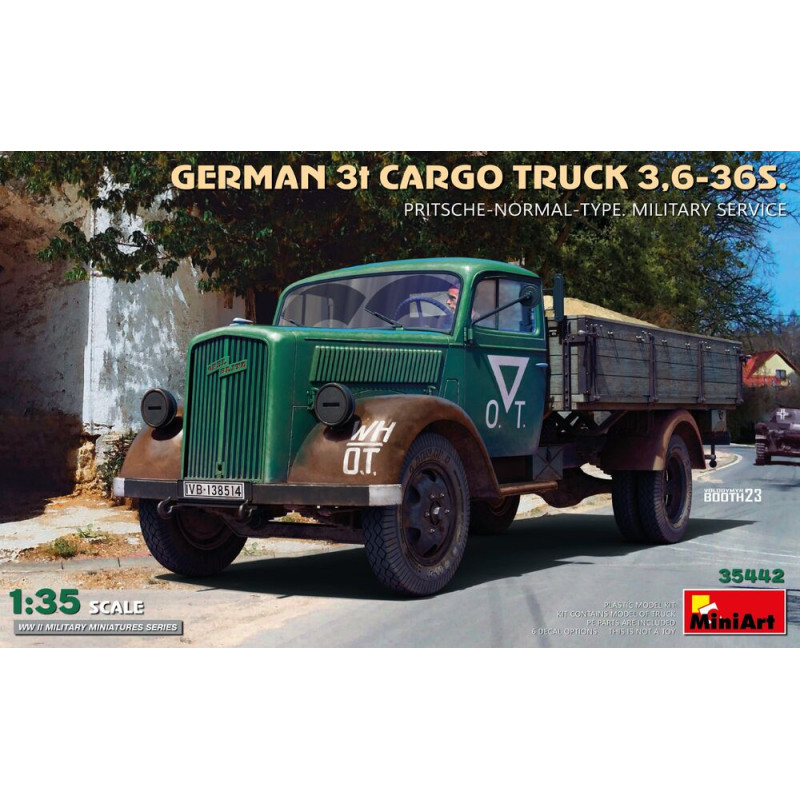 Camion cargo allemand 3 tonnes 3.6-36S. Plateau - Type standard. Service militaire - Échelle 1/35 - MINIART 35442