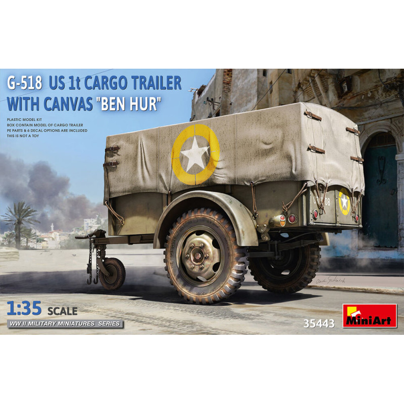 Remorque cargo G-518 US 1t Ben Hur avec toile - 1/35 - MINIART 35443