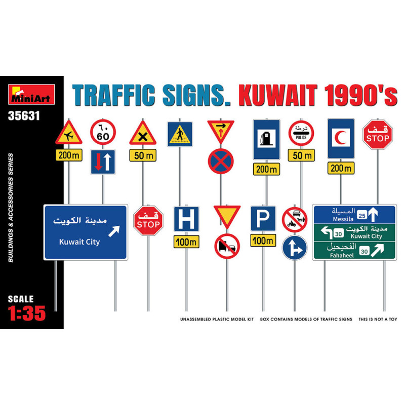 Panneaux de signalisation routière. Koweït, années 1990 - Échelle 1/35 - MINIART 35631
