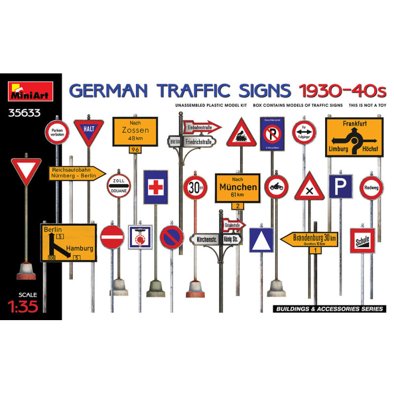Panneaux de signalisation routière allemands des années 1930-1940 - Échelle 1/35 - MINIART 35633