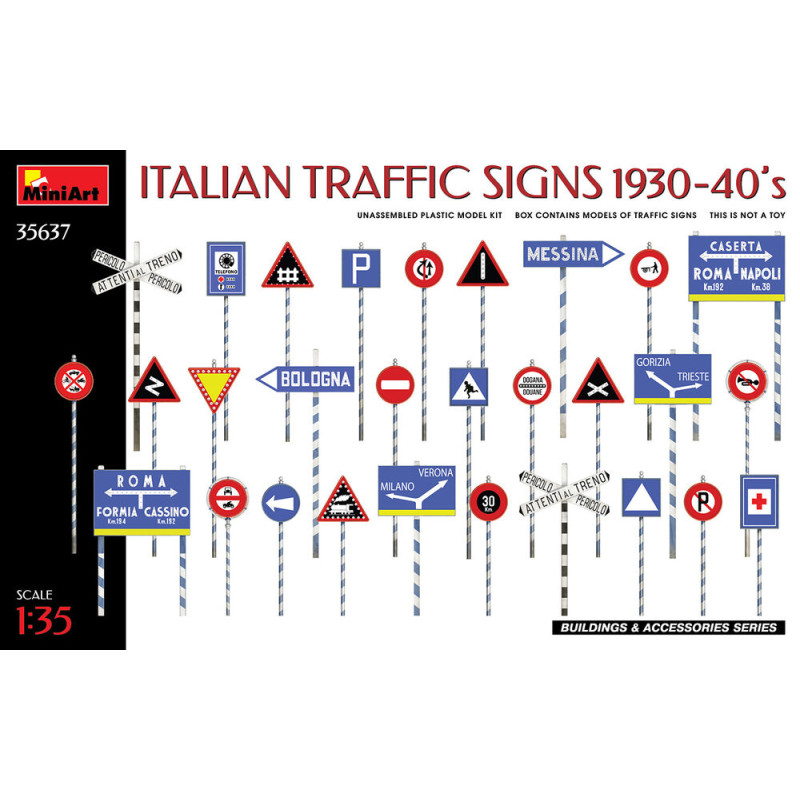 Panneaux de signalisation italiens des années 1930-1940 - 1/35 - MINIART 35637