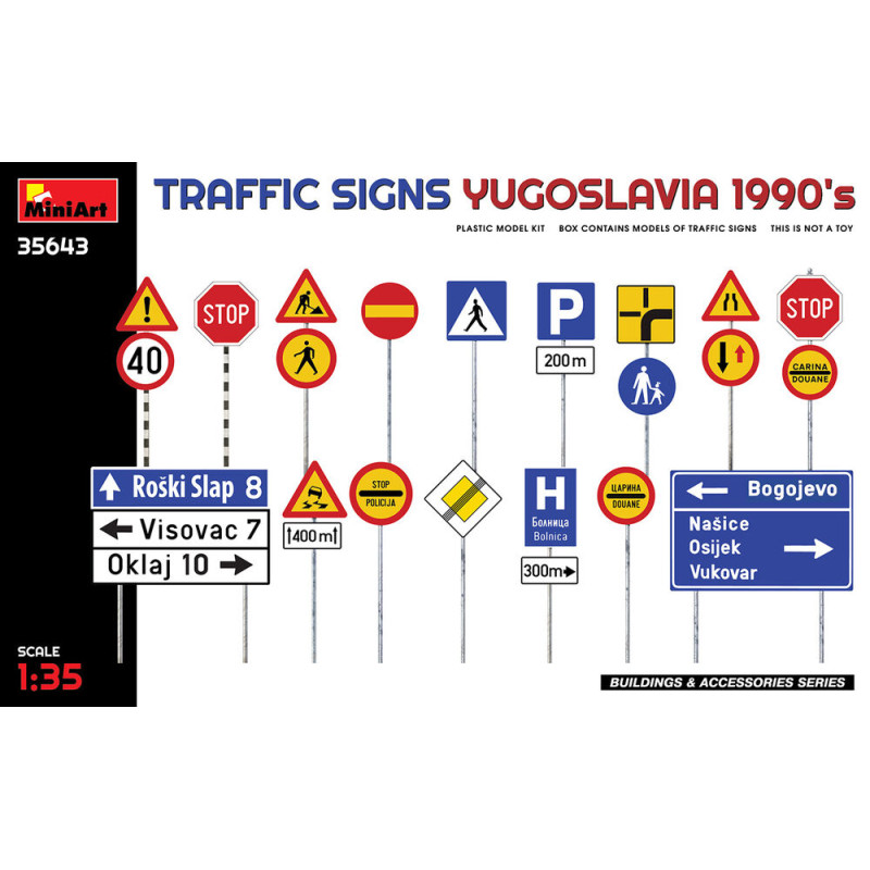 Panneaux de signalisation routière. Yougoslavie, années 1990 - Échelle 1/35 - MINIART 35643