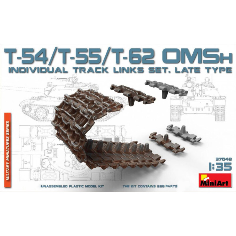 Kit de maillons de chenilles industrielles OMSh pour T-54/T-55/T-62 (modèle récent) - Échelle 1/35 - MINIART 37048