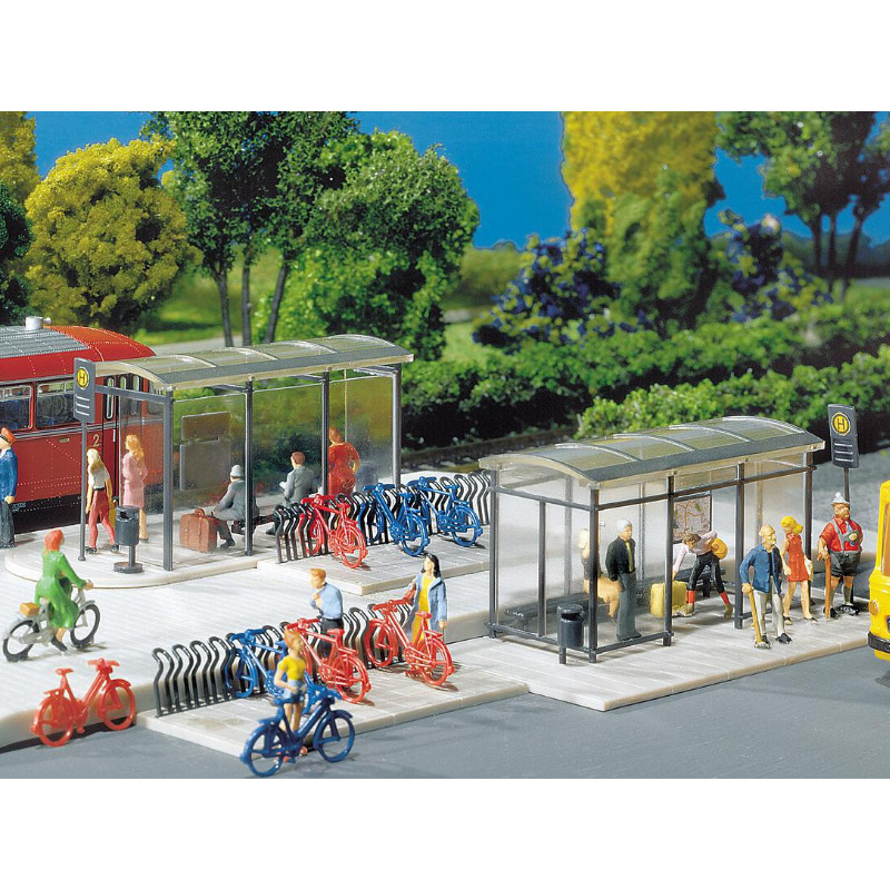 Arrêts de bus et garages à vélo - HO 1/87 - FALLER 180553