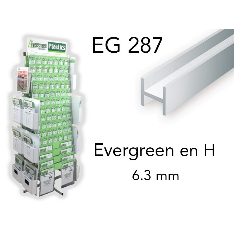 Evergreen EG287 - (x2) profilé en H styrène 6.3 mm