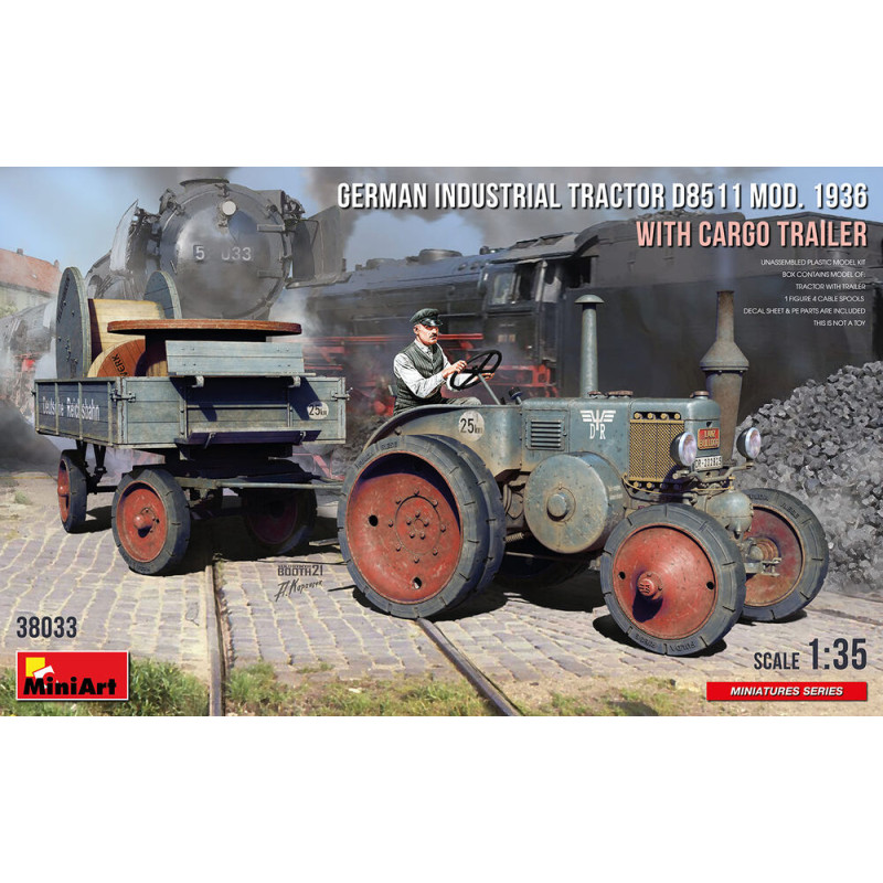 Tracteur industriel allemand D8511 Mod. 1936 avec remorque (1 figurine) - 1/35 - MINIART 38033