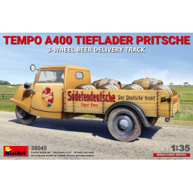 Camion de livraison de bière à plateau surbaissé Tempo A400 à 3 roues - Échelle 1/35 - MINIART 38045