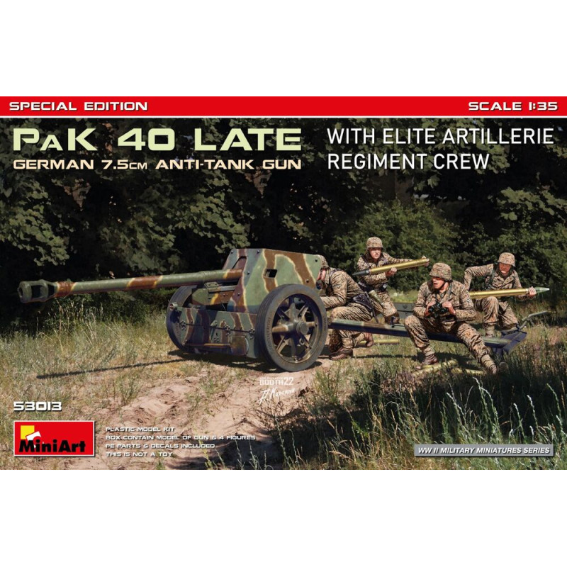 Canon allemand PaK 40 de 7,5 cm avec équipage d'un régiment d'artillerie d'élite - 1/35 - MINIART 53013