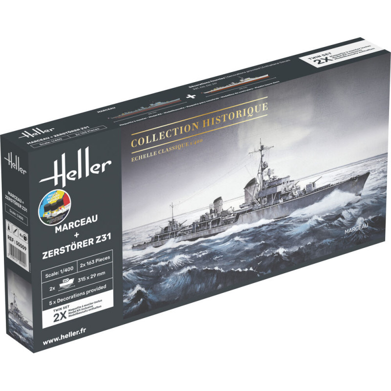 Twin Set Marceau + Zerstörer Z31 Kit complet - 1/400 - HELLER 55009