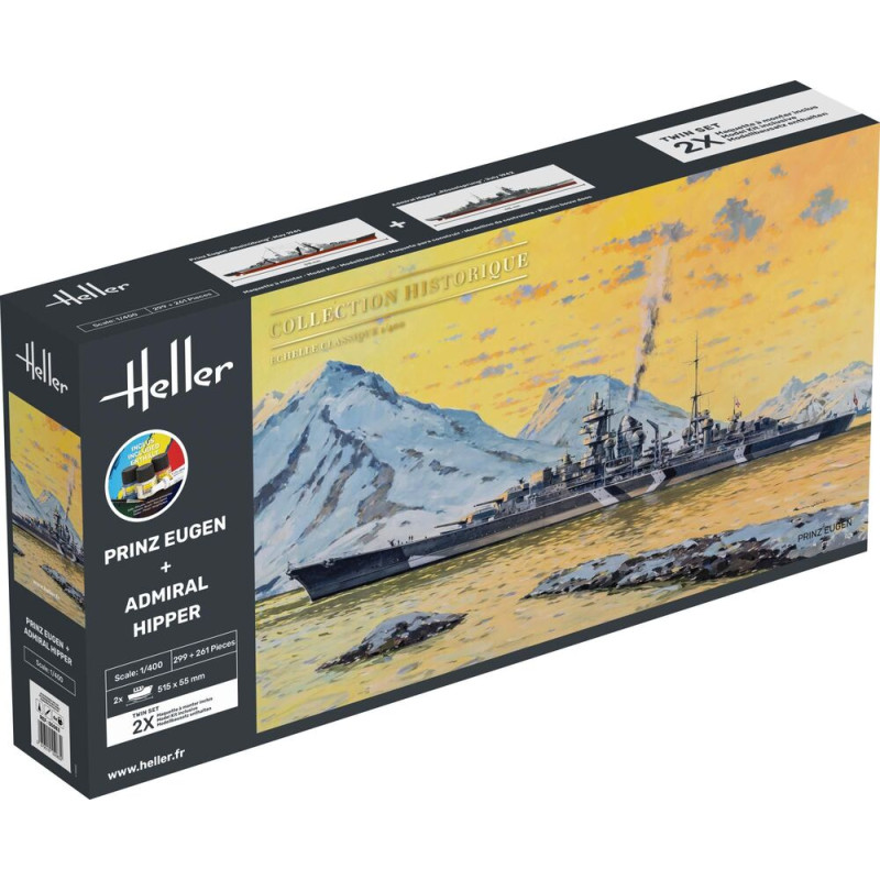 Twin Set Prinz Eugen + Admiral Hipper Kit complet - 1/400 - HELLER 55083