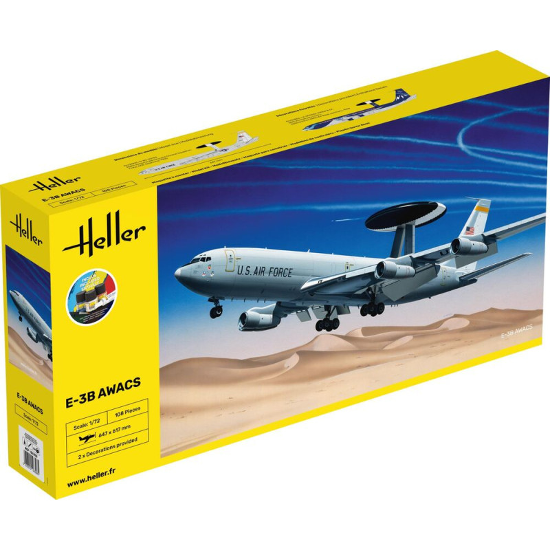 Avion militaire E-3B Awacs Kit complet - 1/72 - HELLER 56308