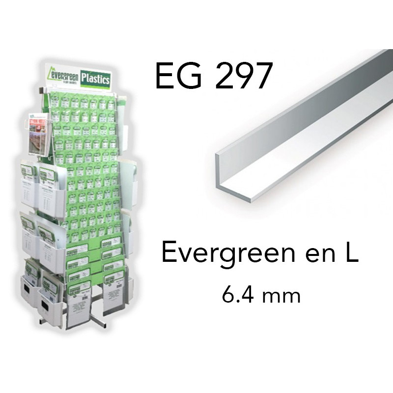 Evergreen EG297 - (x2) profilé en L styrène 6.4 mm
