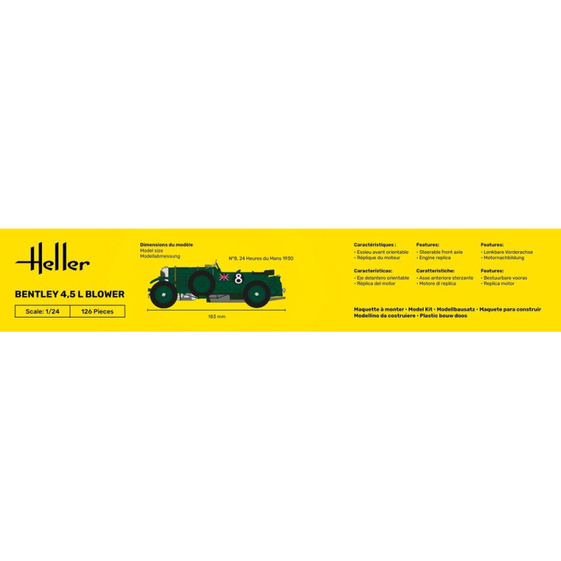 Heller – Maquette Bentley 4.5 L Blower 1/24 – 126 Pièces – Peintures, Colle, Pinceau Inclus – Dimensions 18,3 X 7,1 Cm – Dès 14 Ans