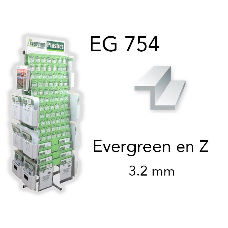 Evergreen EG754 - (x3) profilé en Z styrène 3.2 mm