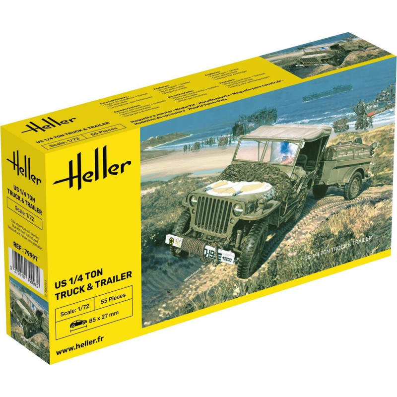 Jeep US 1/4 et remorque - 1/72 - HELLER 79997