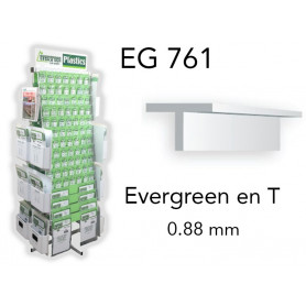 Evergreen EG761 - (x4) profilé en T styrène 0.88 mm
