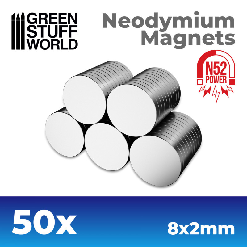50x Aimants Néodymes 8x2mm - Green Stuff World 11519