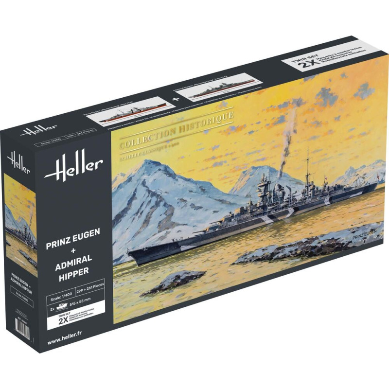 Coffret double Prinz Eugen + Amiral Hipper - 1/400 - HELLER 85083