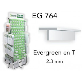 Evergreen EG764 - (x4) profilé en T styrène 2.3 mm
