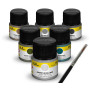 Set de peinture acrylique « Militaire » 6 x 12 ml, pinceau - HELLER 9400