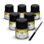 Set de peinture acrylique «&nbsp;Avions civils&nbsp;» 6 x 12 ml, pinceau - HELLER 9401