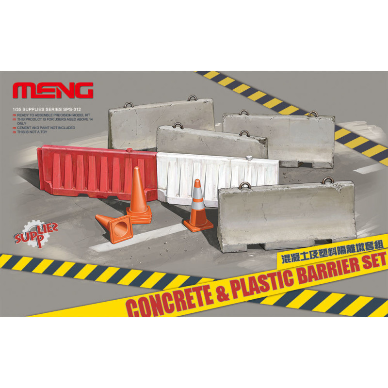Ensemble de barrières en béton et plastique - 1/35 - MENG SPS-012