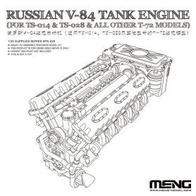 Moteur russe V-84 (pour TS-014, TS-028 et tous les autres modèles T-72) - Échelle 1/35 - MENG SPS-028