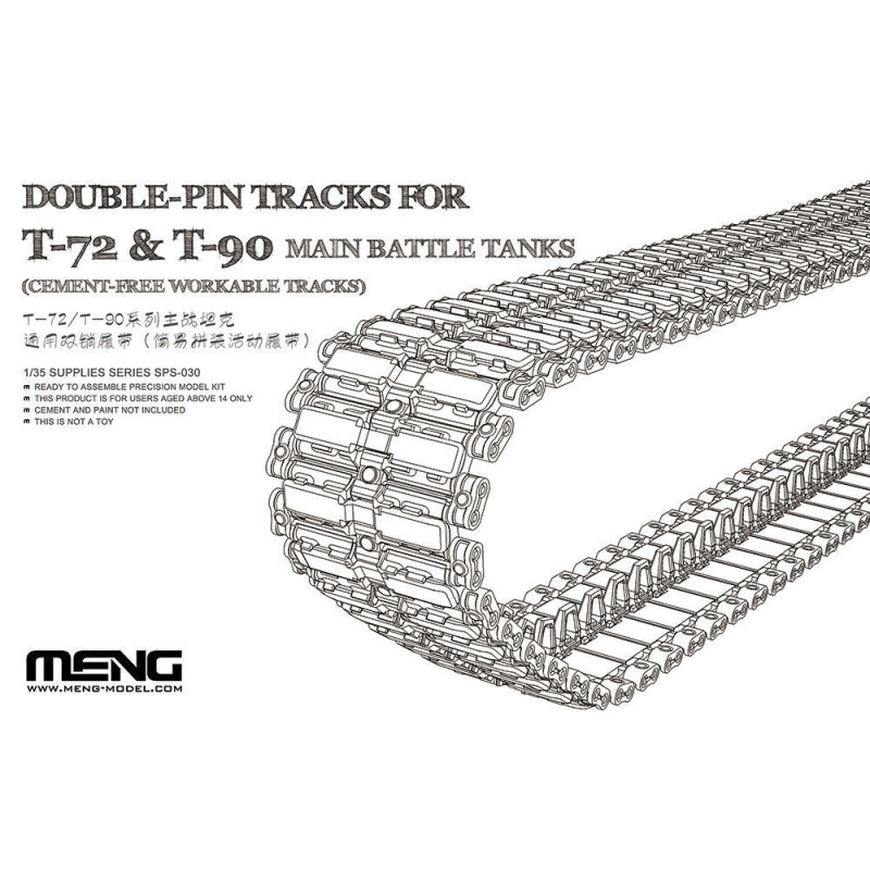 Chenilles à double axe pour chars de combat principaux T-72 et T-90 - 1/35 - MENG SPS-030