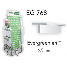 Evergreen EG768 - (x2) profilé en T styrène 6.5 mm