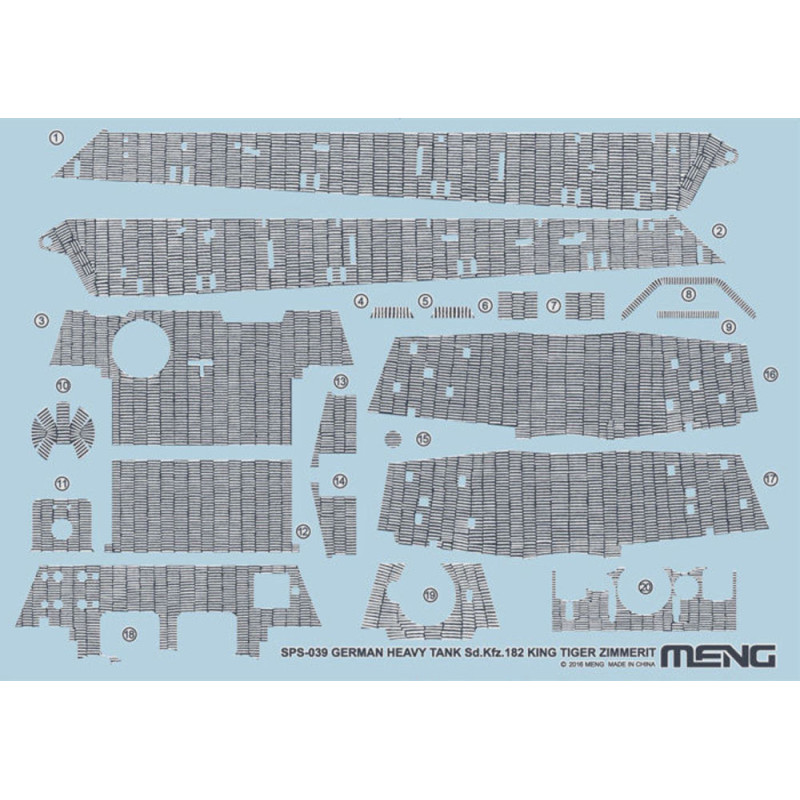 Décalcomanies Zimmerit pour char lourd allemand Sd.Kfz.182 King Tiger - Échelle 1/35 - MENG SPS-039