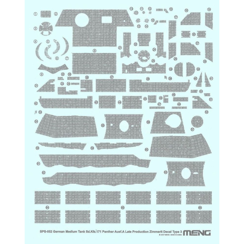 Décals Zimmerit Sd.Kfz.171 Panther Ausf.A Late Production Zimmerit Decal C - 1/35 - MENG SPS-052