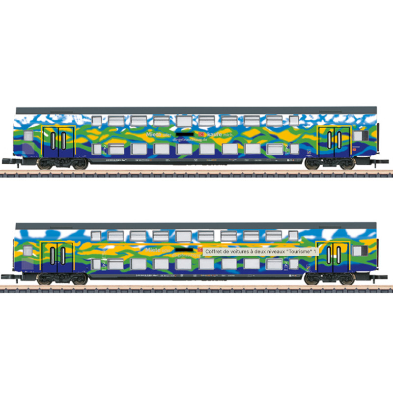 Coffret 2x voitures voyageurs 2ème Cl. à 2 niveaux ép. VI - Z 1/220 - MARKLIN - 87306