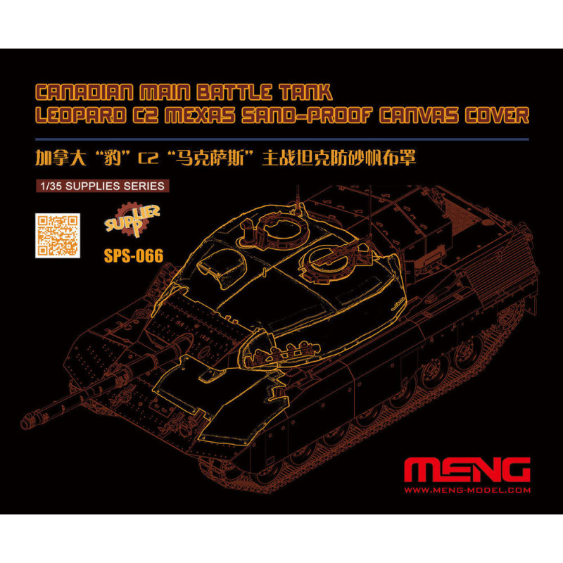 Housse de protection anti-sable en toile (résine) pour char de combat principal canadien Leopard C2 MEXAS - 1/35 - MENG SPS-066