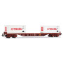 Wagon plat type Rs avec 2 conteneurs de 20' « Citroën » ép. IV - HO 1/87 - JOUEF HJ6310