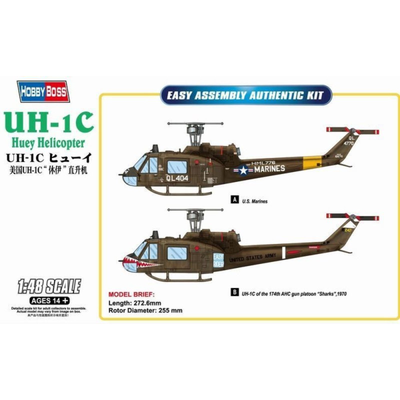 Hélicoptère UH-1C Huey - échelle 1/48 - HOBBY BOSS 85803