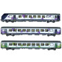 Set 3 voitures dont pilote Haute-Normandie ép. VI - SNCF - HO 1/87 - LS Models 41251DC
