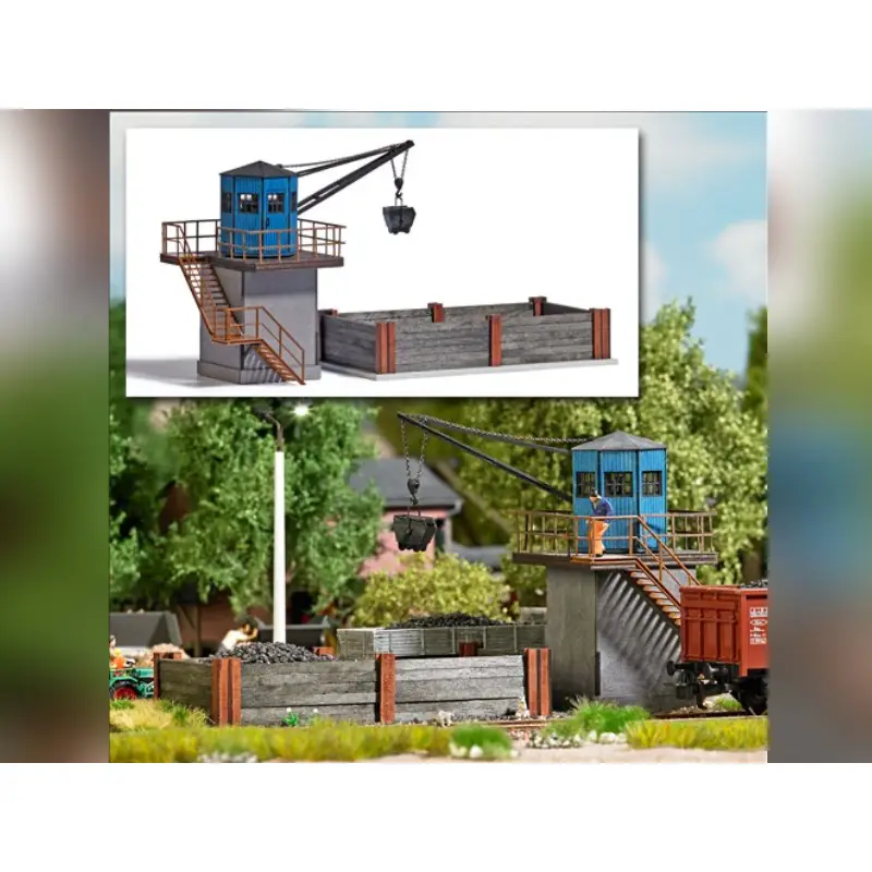 Grue de chargement et parc à charbon - HO 1/87 - BUSCH 1970